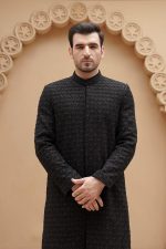 Modern Black Sherwani for Groom (S 22 ) - Image 3