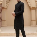 Modern Black Sherwani for Groom (S 22 )