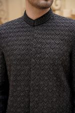 Modern Black Sherwani for Groom (S 22 ) - Image 2