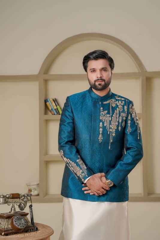 Classic prince coat for groom with embroidery