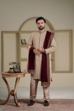 Luxury Beach Sherwani | Hand-Embroidered Groom Wedding Attire (S 26) - Image 7