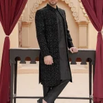 Black Velvet Sherwani with Handmade Embroidery (S 24 )