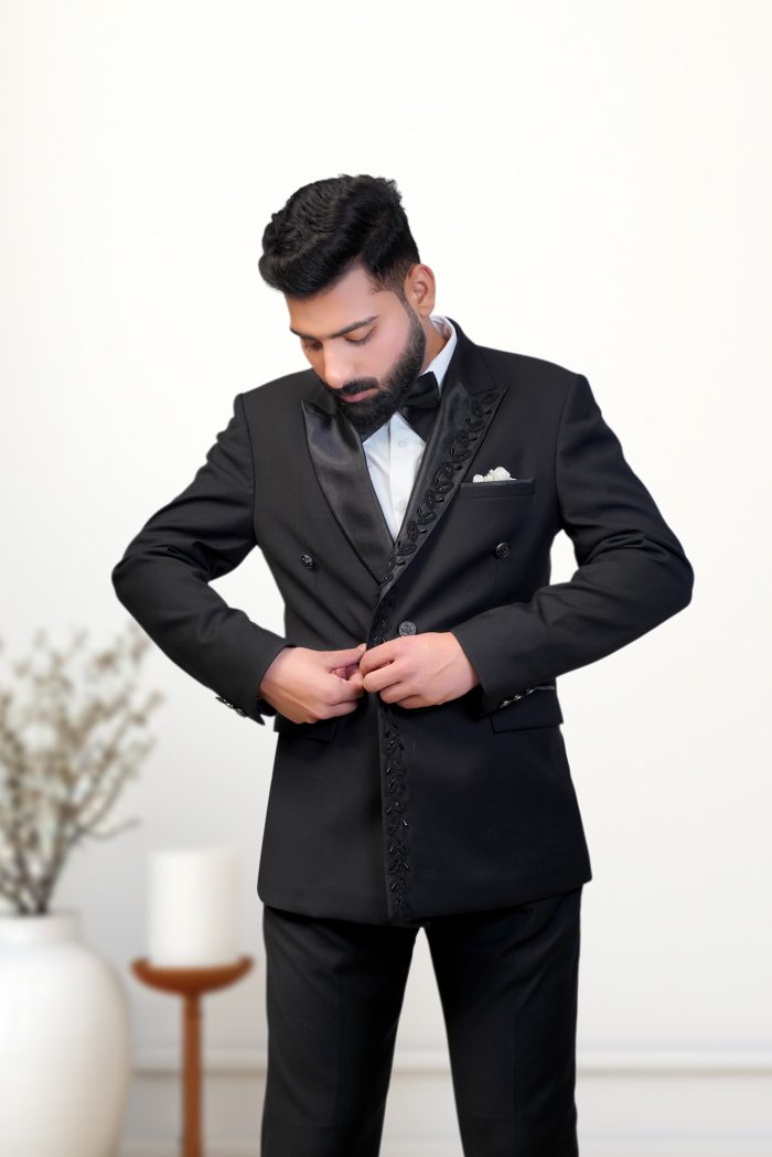 Black Tropical Hand-made Designer Suit (ds-5) - Image 2