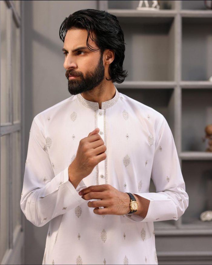 Men’s White Designer Kurta – Elegant Festive Outfit - Image 2