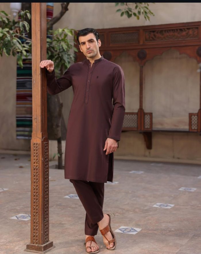 Men's Coffee Brown Cotton Kurta Pajama Set - Slim Fit Ethnic Wear