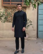 Traditional South Asian black kurta for men