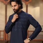 Dark Blue Embroidered Kurta
