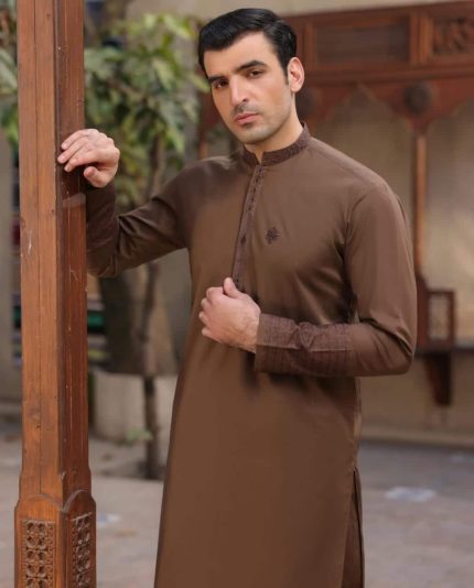 Dark brown premium kurta for men