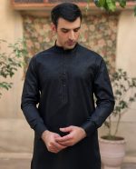 Traditional South Asian black kurta for men