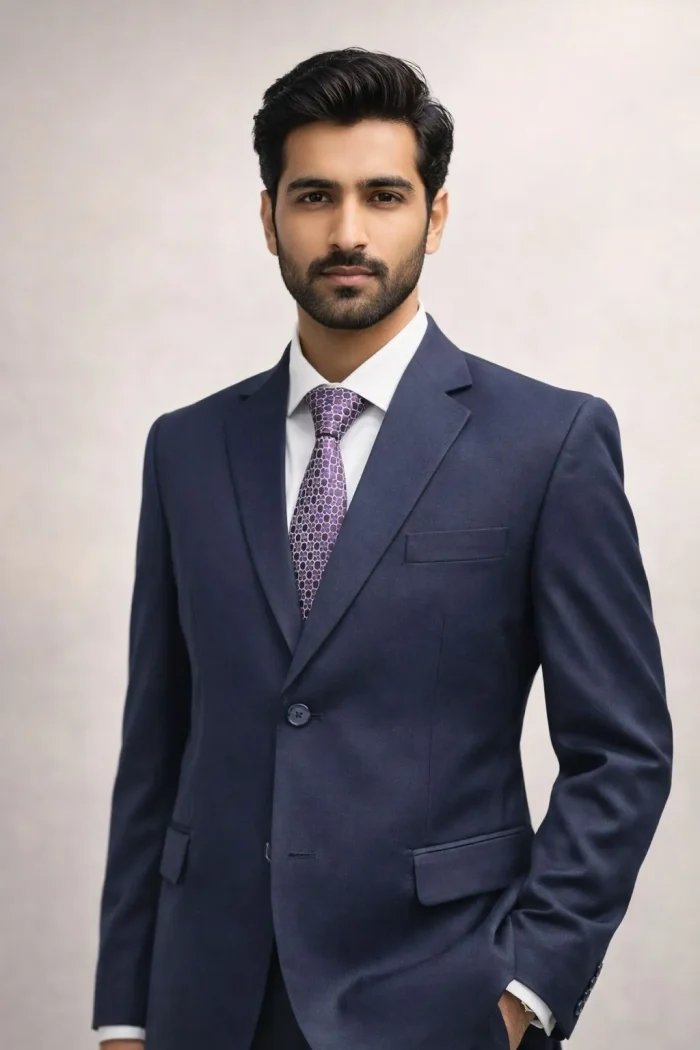 Luxury Navy Blue Pant Coat