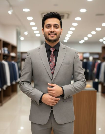 Grey 2-piece suit for men with tailored fit