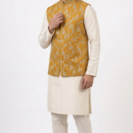 Mustard Embroidered Waistcoat for Men