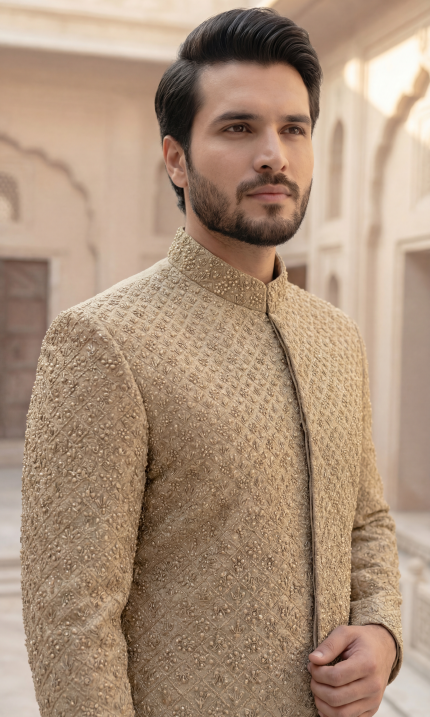 Antique Gold Sherwani for Men