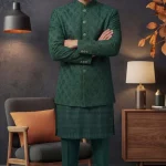 Bottle Green Prince Coat with Handmade Embroidery (P 11 )