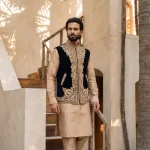 Blue Velvet Hand-Embroidered Waistcoat