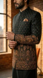 Midnight Royal Jamawar Prince Coat (P-13) - Image 6