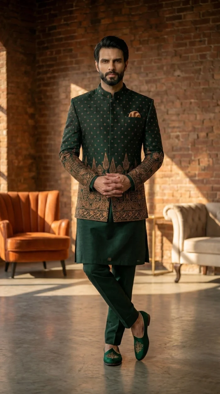 Midnight Royal Jamawar Prince Coat (P-13) - Image 3