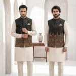 Experience timeless elegance with this premium waistcoat crafted from luxurious Jamawar fabric, designed for men who appreciate traditional style with a modern touch.