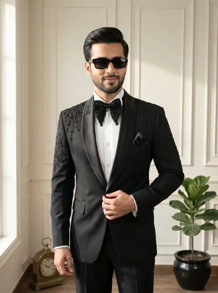 Luxury Black Handmade Designer Suit (pc-04) - Image 2
