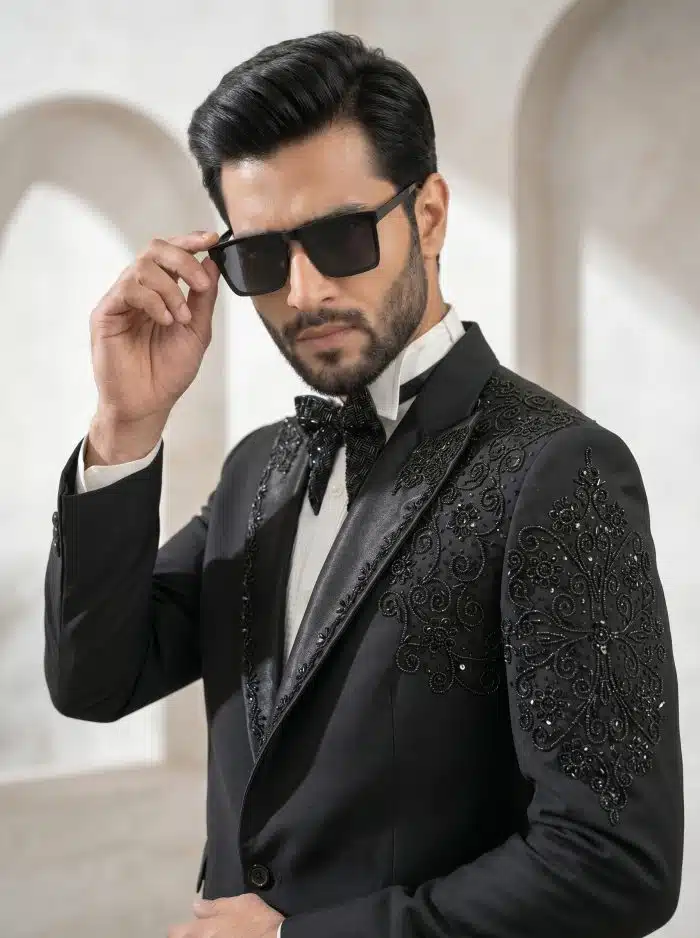 Luxury Handmade Black Designer Suit – Premium Light Wool Elegance(Pc-05) - Image 5