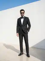 Step into refined elegance with this Luxury Black Handmade Designer Suit, crafted from premium Light Wool Fabric for superior comfort and a sophisticated finish.