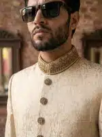 Jamawar Sherwani – 2026 Luxury Handmade Embroidered Sherwani(S-27) - Image 4