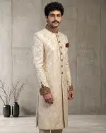 Luxury Jamawar Sherwani 2026 – Handmade Embroidery & Embroidered Buttons (S-28) - Image 6