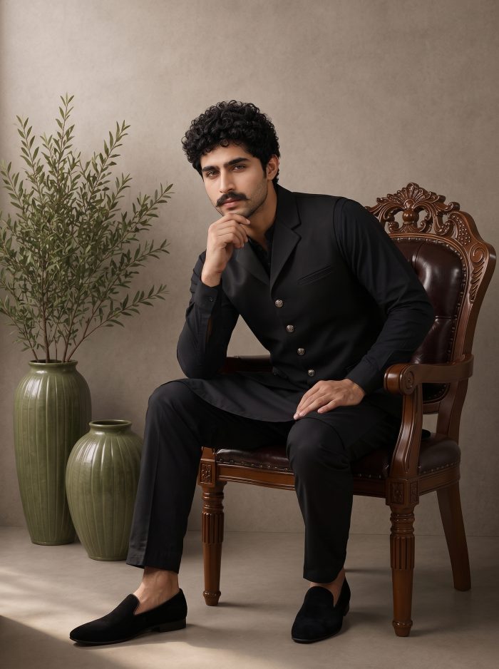 Luxury Black Waistcoat Shalwar Kameez 7 Premium Features for a Timeless Ethnic Look (W-20) - Image 6