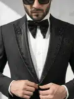 Royal Noir Handmade Embroidered Designer Suit (pc-05) - Image 5
