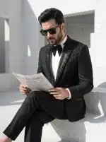Royal Noir Handmade Embroidered Designer Suit (pc-05) - Image 4