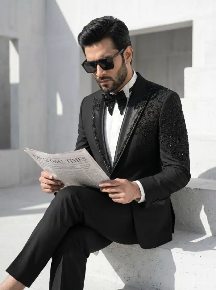 Royal Noir Handmade Embroidered Designer Suit (pc-05) - Image 4