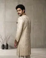 Luxury Jamawar Sherwani 2026 – Handmade Embroidery & Embroidered Buttons (S-28) - Image 3