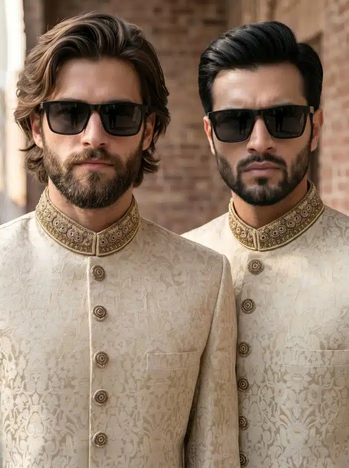 Fabric Jamawar Embroidery Handmade Sherwani – 7 Stunning Features for a Royal Look(S-27) - Image 3