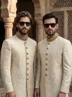 Jamawar Sherwani – 2026 Luxury Handmade Embroidered Sherwani(S-27) - Image 2