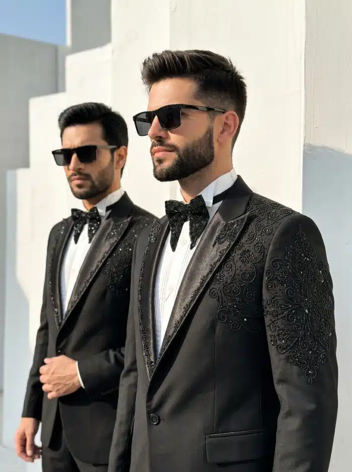Luxury Handmade Black Designer Suit – Premium Light Wool Elegance(Pc-05) - Image 2
