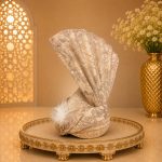 Make your wedding day unforgettable with this Luxury Champagne Embroidered Groom Turban, designed for grooms who appreciate elegance and royal tradition