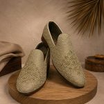 Elevate your wedding and festive look with our Luxury Golden Embroidered Loafers, designed with intricate traditional embroidery and a premium finish.