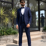 Elevate your formal style with this Luxury Tropical Fabric Designer Three Piece Suit for Men,