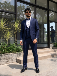 Elevate your formal style with this Luxury Tropical Fabric Designer Three Piece Suit for Men,