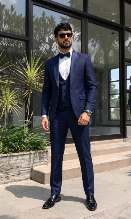 Elevate your formal style with this Luxury Tropical Fabric Designer Three Piece Suit for Men,