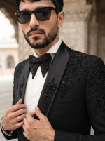 Designer Tuxedo Suit 7 Stunning Features of This Black Handmade Embroidered Style - Image 5