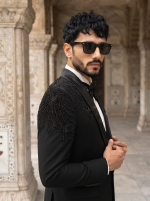 Designer Tuxedo Suit 7 Stunning Features of This Black Handmade Embroidered Style - Image 4