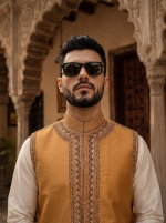Premium Handmade Raw Silk Waistcoat Elegant Embroidered Men’s Waistcoat - Image 4