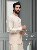 Jamawar Waistcoat Stunning Handmade Embroidered Men’s Waistcoat (W-26) - Image 4