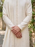 Luxury Ivory Embroidered Kurta Pajama Timeless Eastern Elegance (KP-22) - Image 6