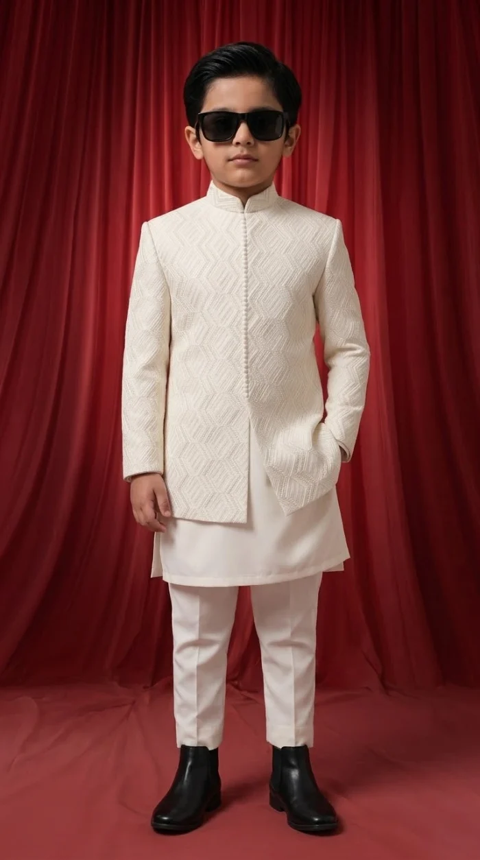 Boys Prince Coat – Premium Off White Embroidered Wedding Outfit Boys Prince Coat Off White Embroidered Wedding Dress