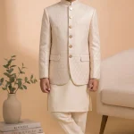 Boys Off White Prince Coat for Wedding and Eid
